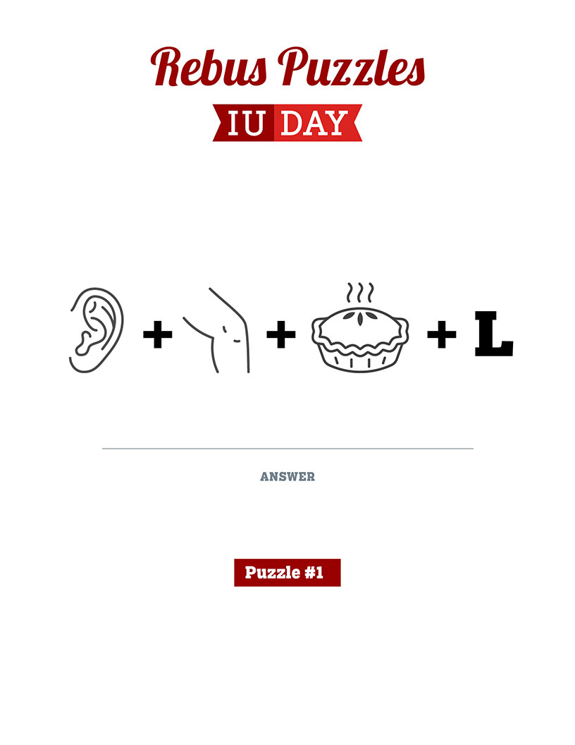 Rebus puzzle one with a clue of ear plus knee plus pie plus the letter L