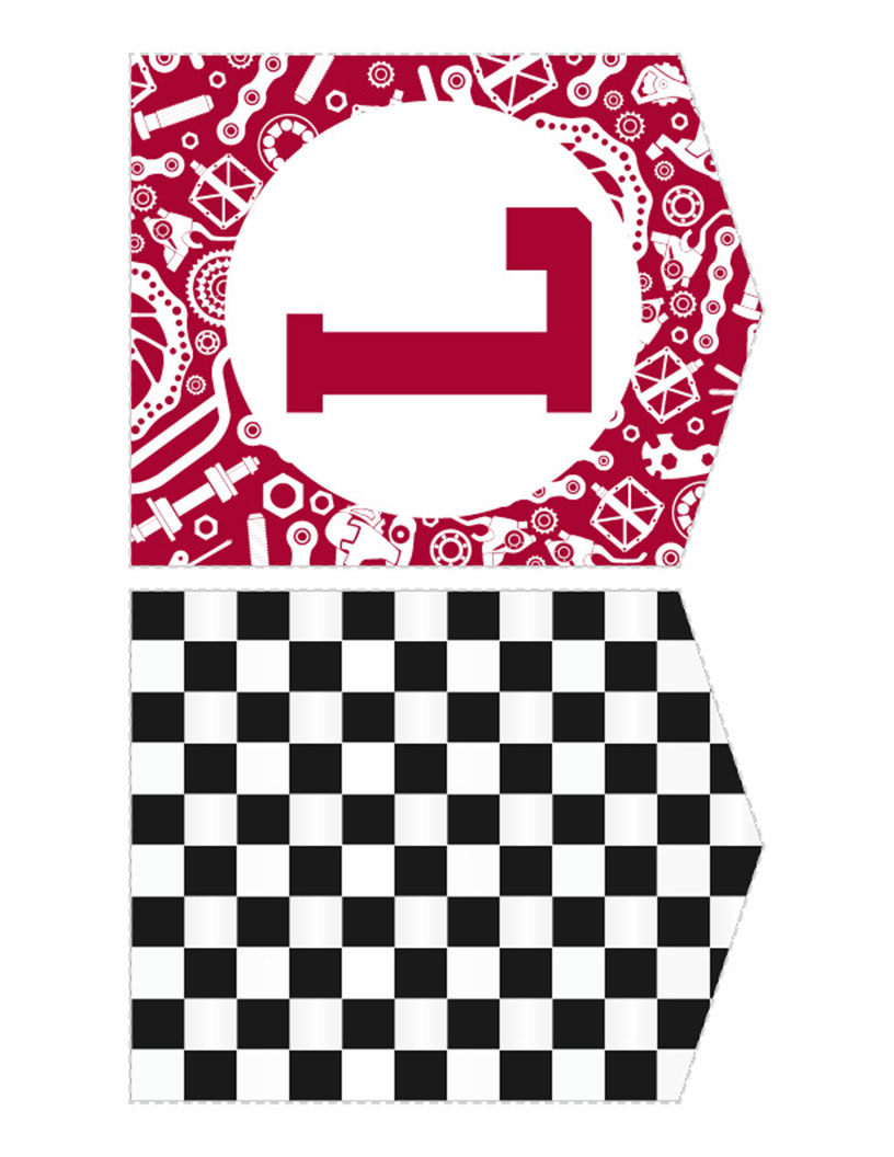 banner parts for a checkered flag and the letter L