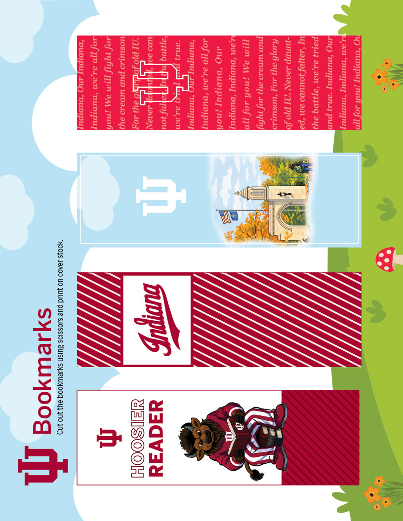 Indiana university themed bookmark cutouts