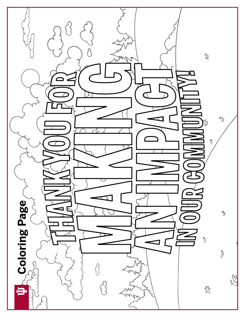 "Thank you for making an impact in our community" coloring page