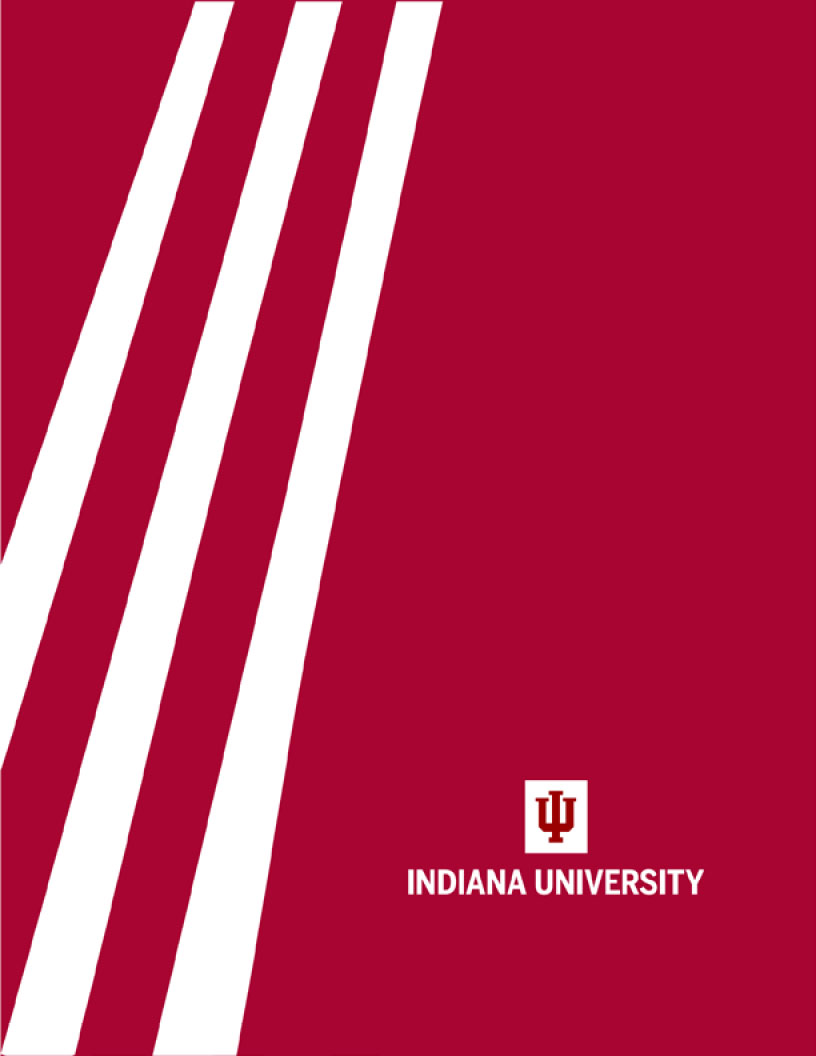 red binder cover with white strips and IU trident logo