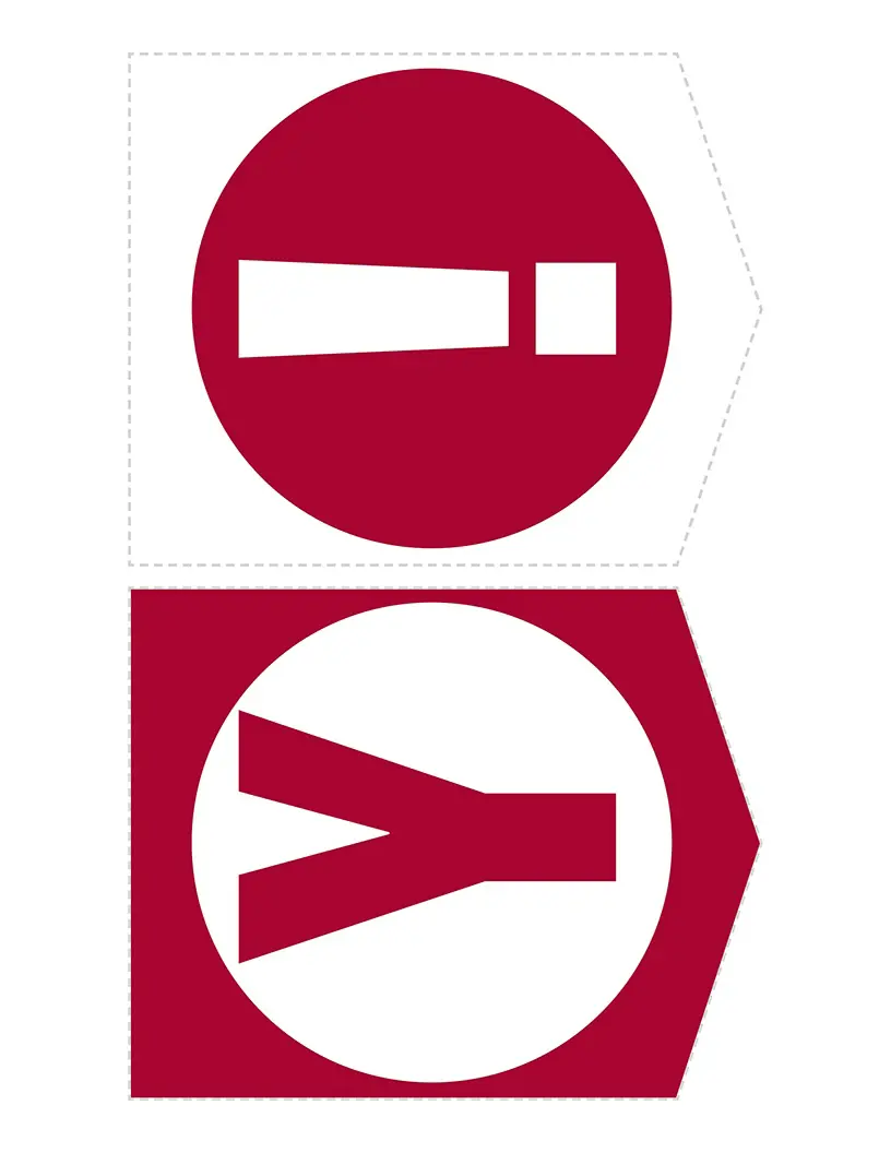 Banner parts “Y” and exclamation point