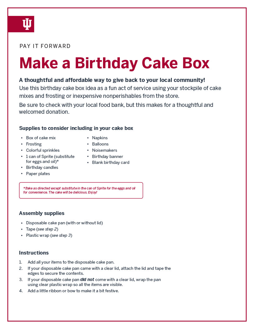 Birthday cake box instructions
