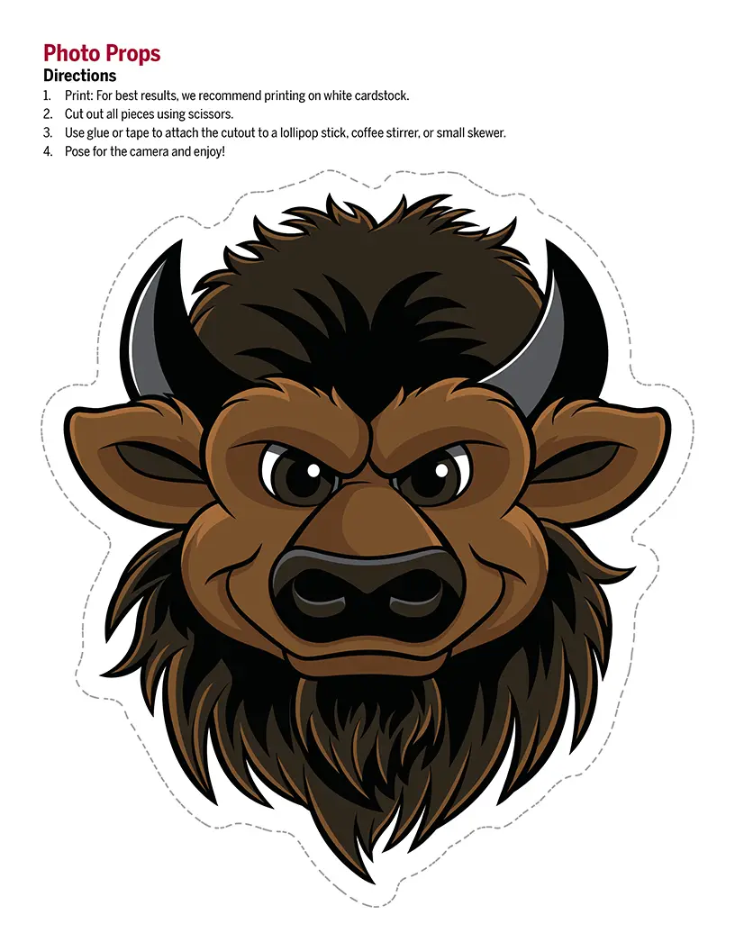 Photo prop cutout of Hoosier the bison