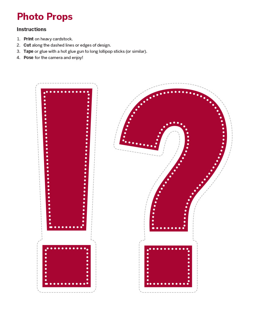 Photo prop exclamation and question mark cutouts