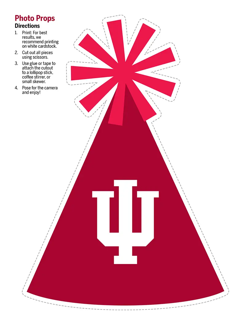 Red and white I U trident party hat