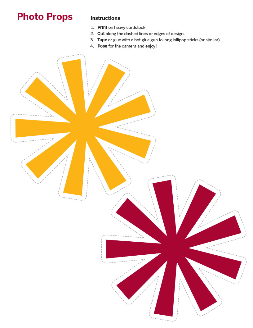 Yellow and red starburst photo prop cutouts
