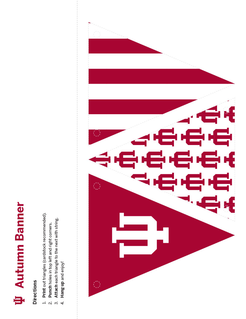 I U theme red and white banner with stripes and tridents