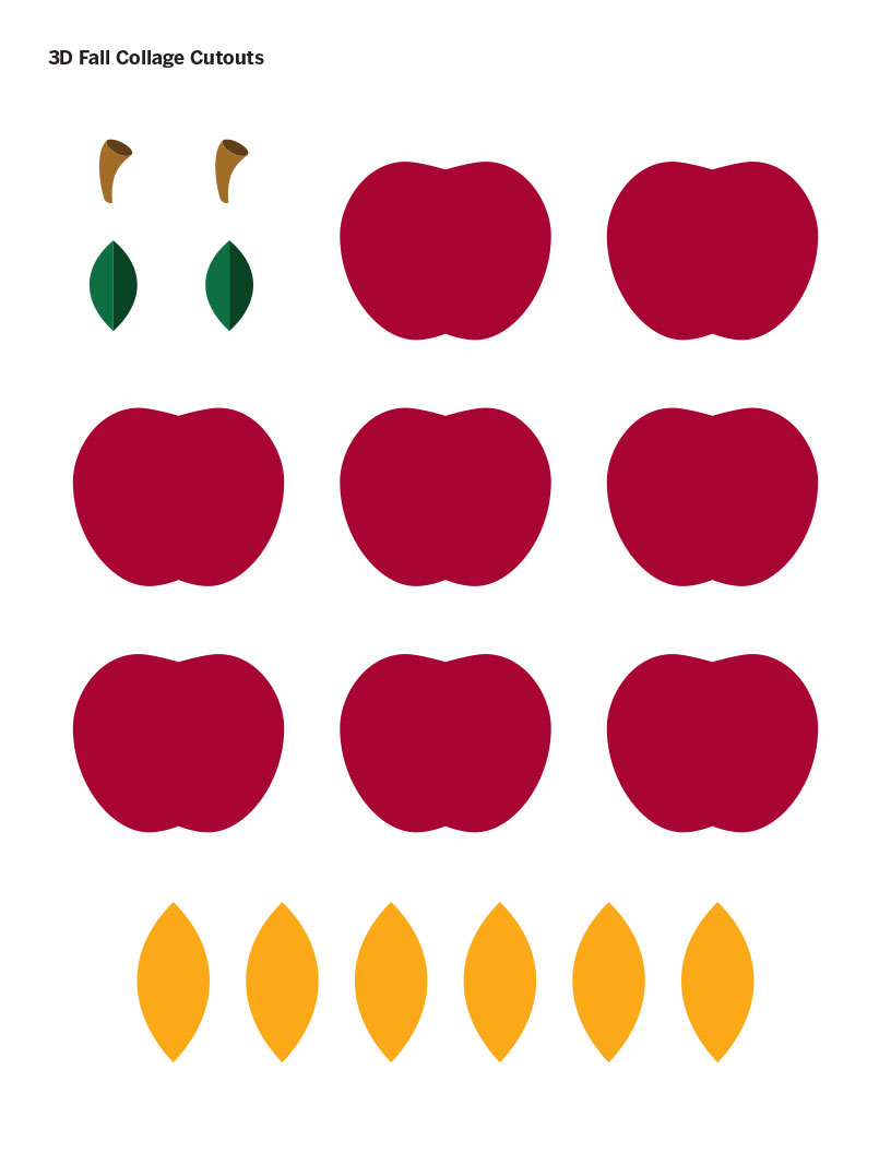 3D Fall Collage cutouts apples