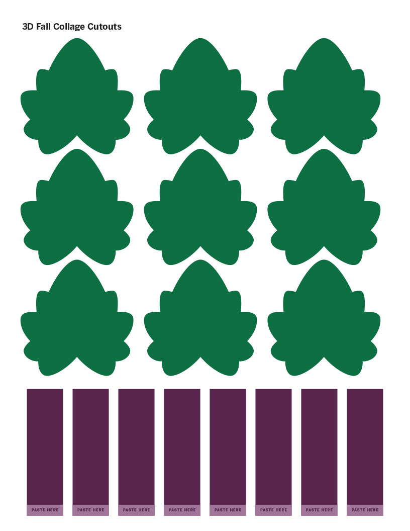 3D Fall Collage cutouts green leaves