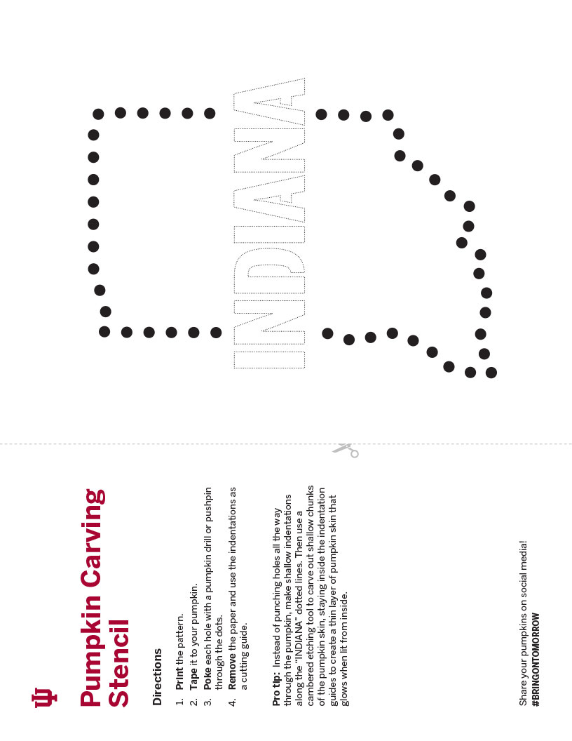 Shape of Indiana with "INDIANA" text pumpkin carving stencil