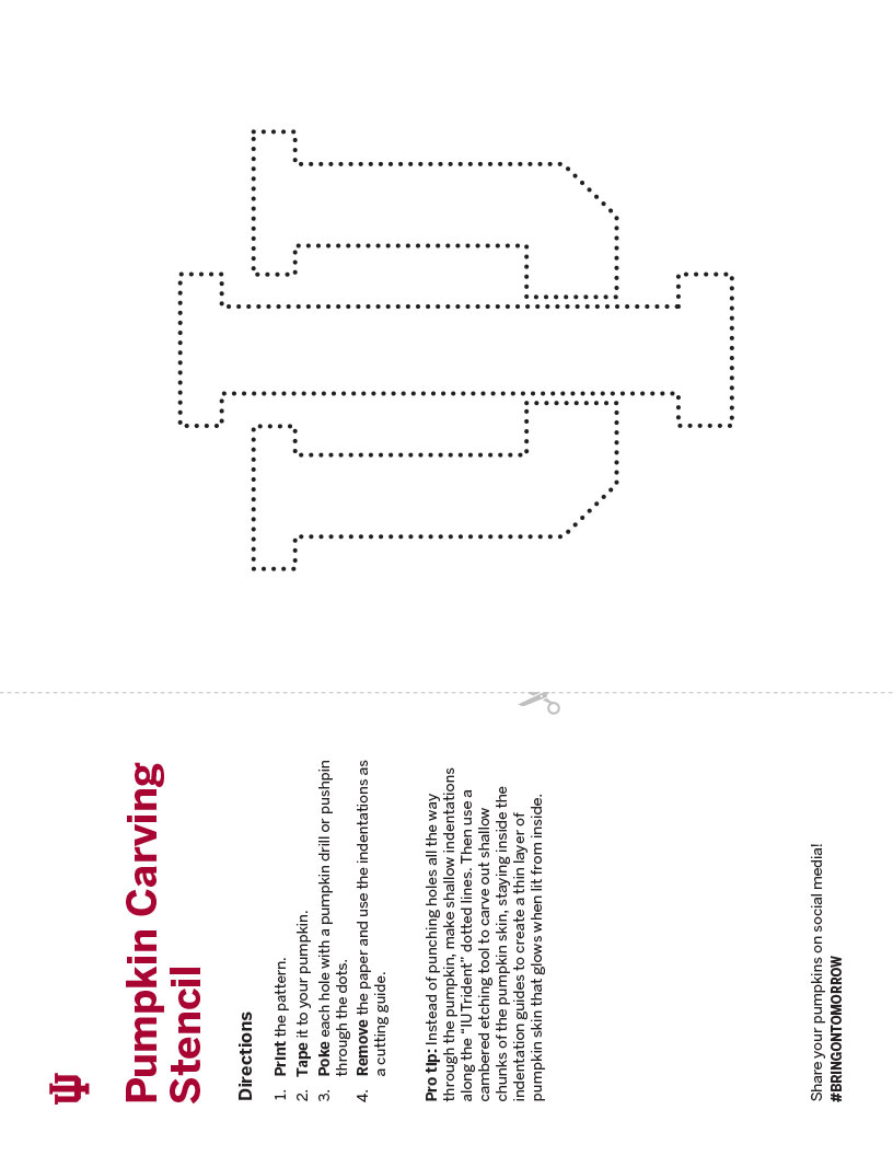 I U trident pumpkin carving stencil