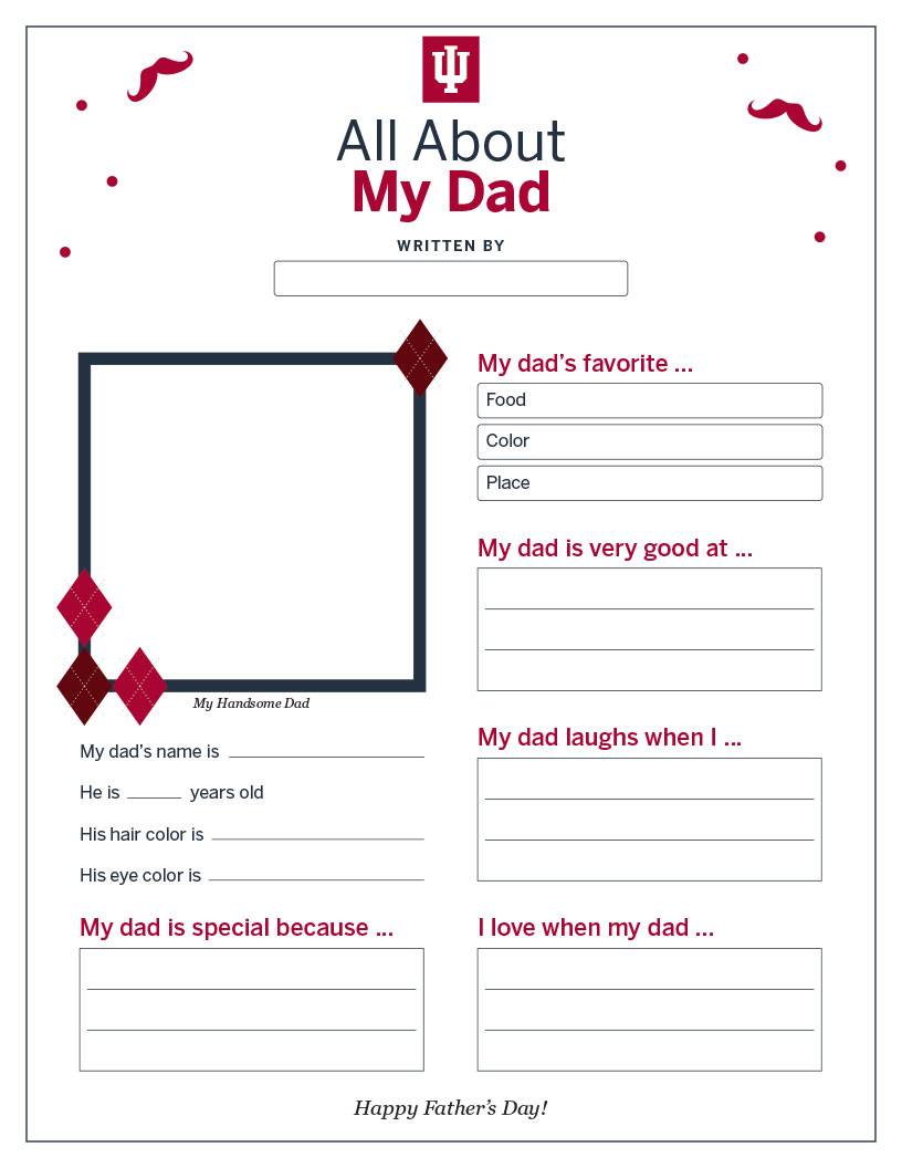 All about my dad fill-in-the-blanks page