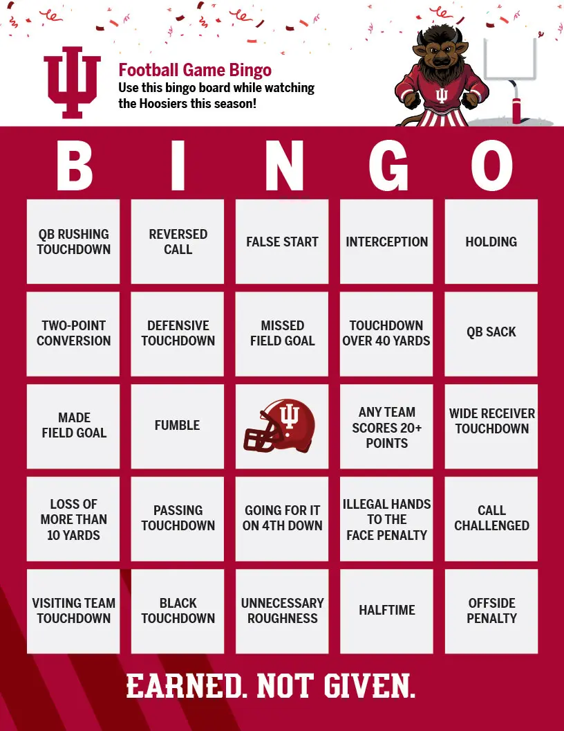 Fifth version bingo board