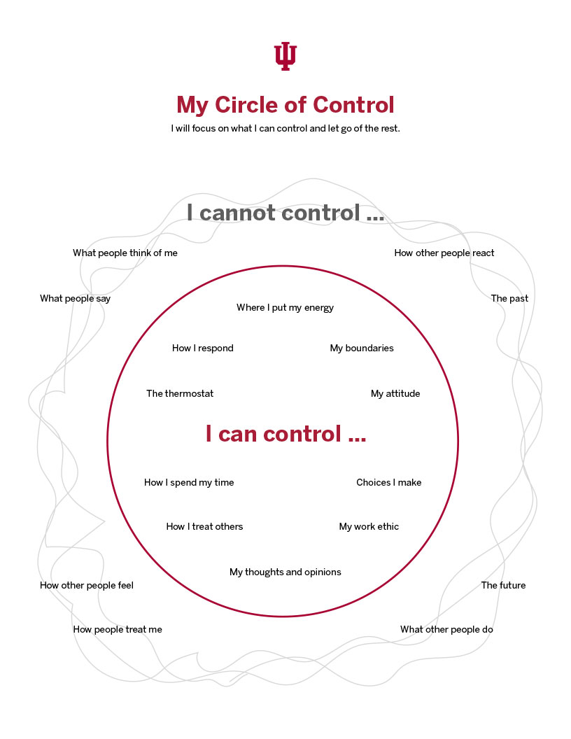 "Circle of Control" page for diagramming what can and cannot be controlled by individuals