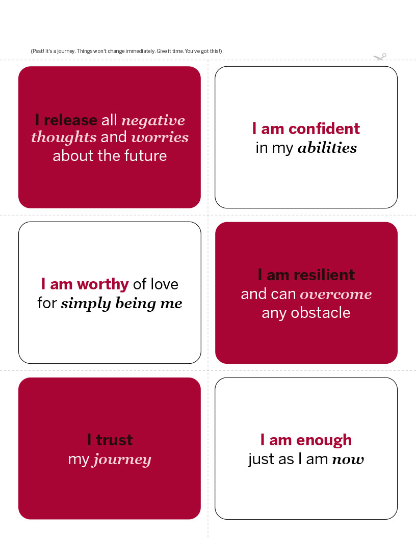 Daily affirmations cards cutouts