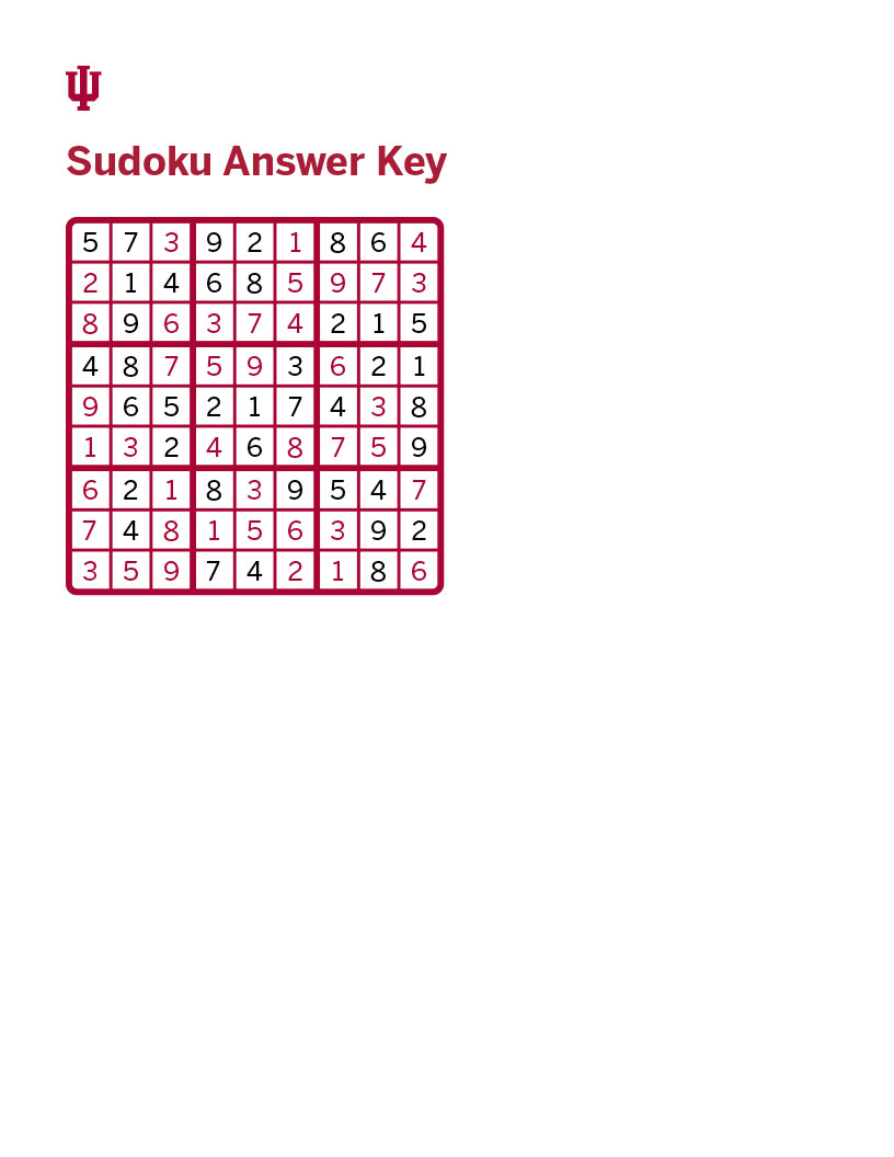 Sudoku answer key