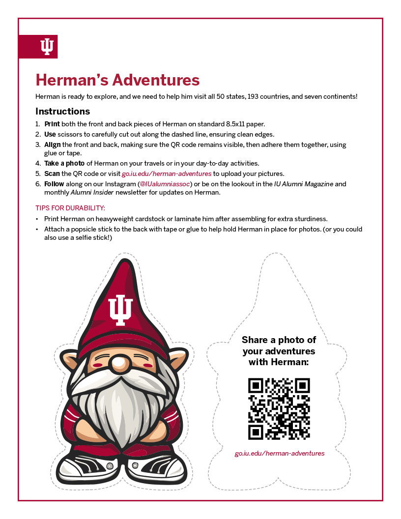 Herman's Adventures instructions with Herman cutout and QR code
