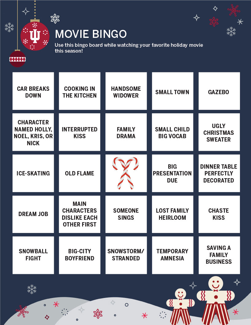 Holiday movie bingo board 3