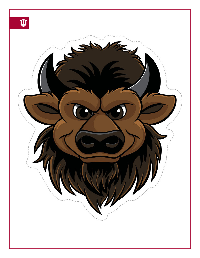front side of head cutout of Hoosier the Bison
