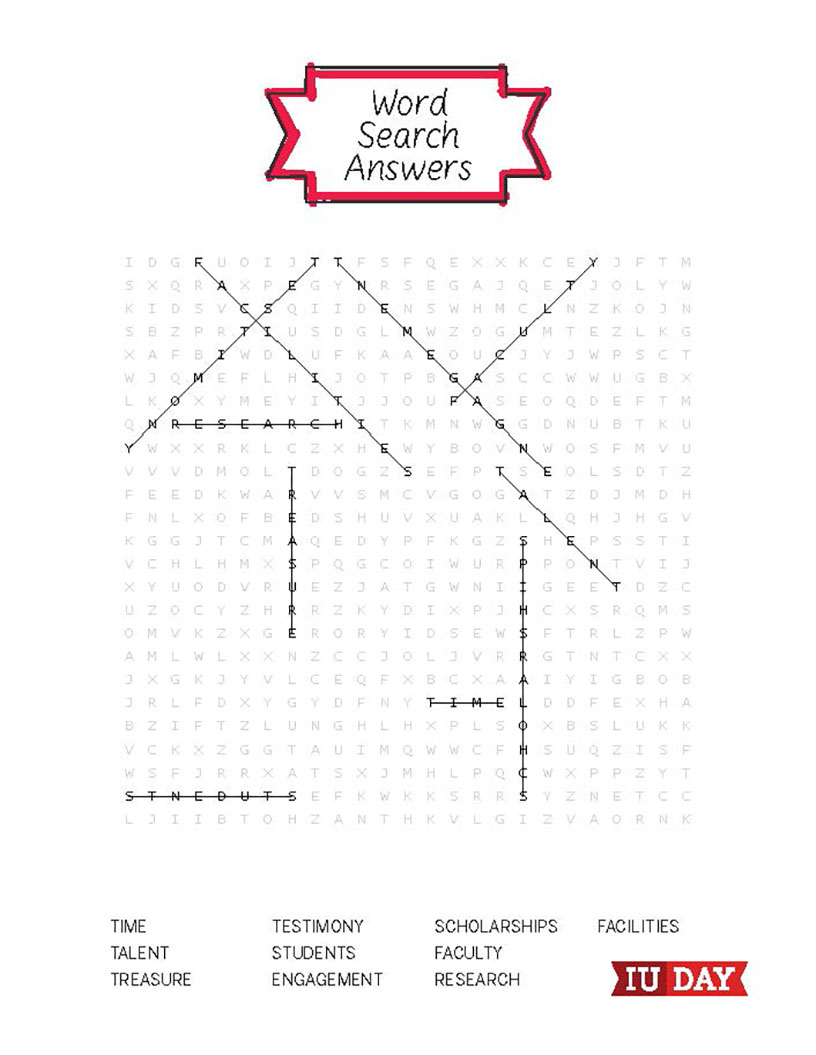 Word search answers