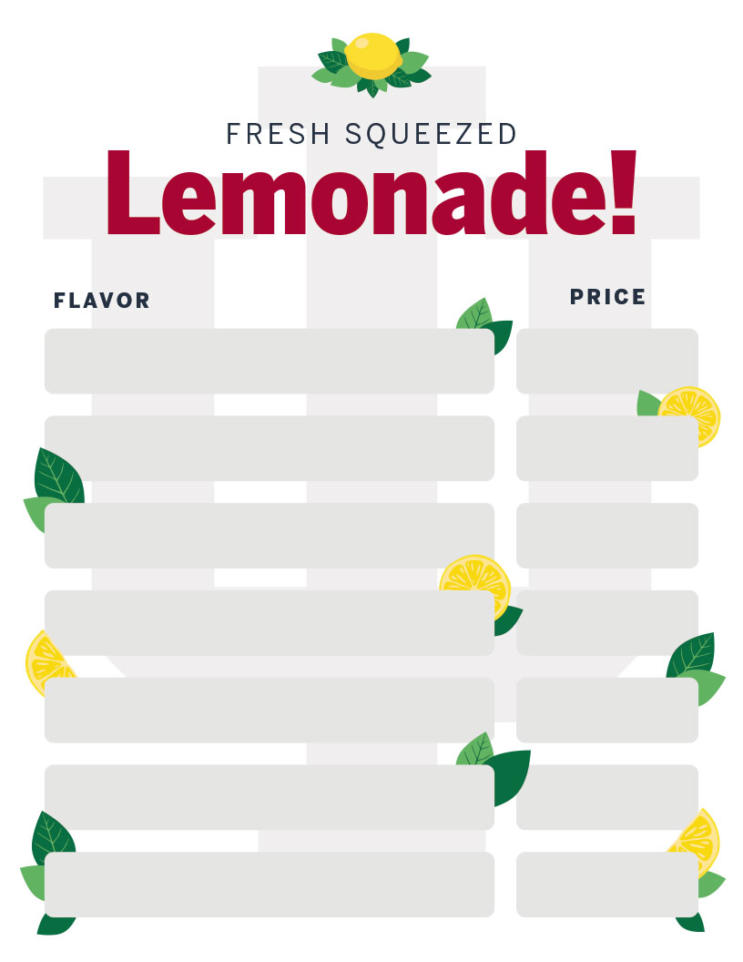 lemonade menu