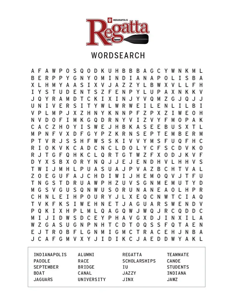 I U Indianapolis theme word search game