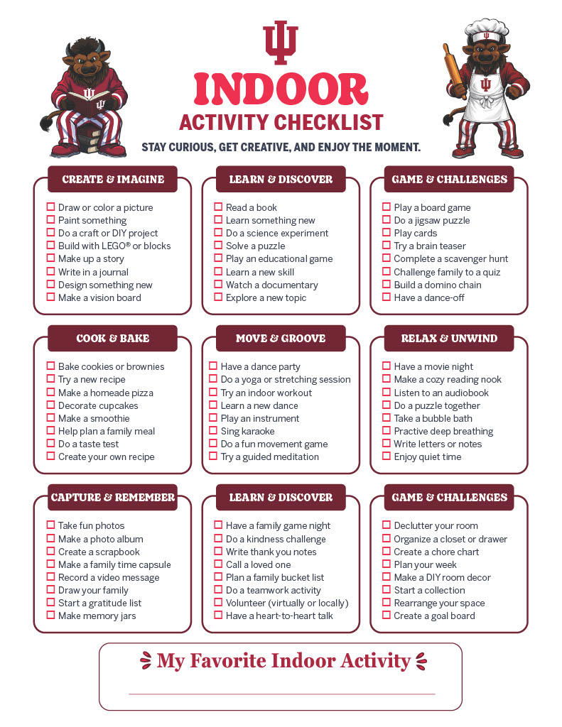 indoor activity checklist