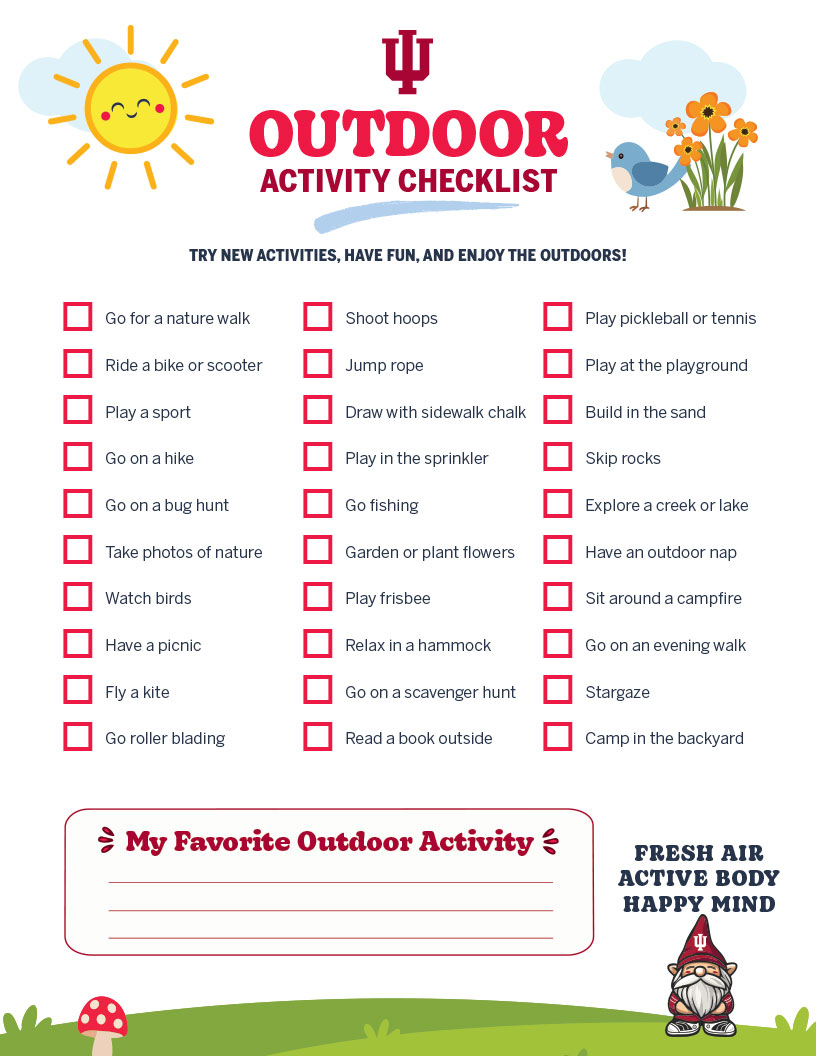 Outdoor activity checklist