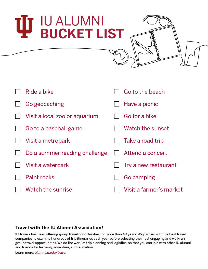 Travel and activity bucket list