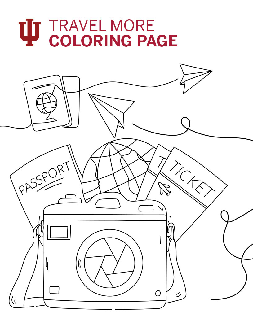 travel theme coloring page