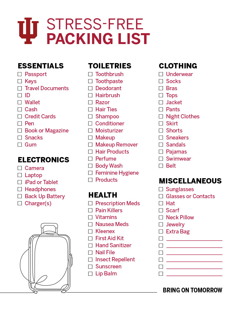 Packing checklist