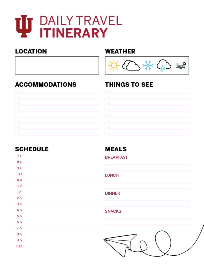 Daily travel itinerary