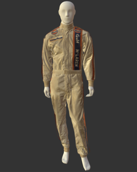 Vintage racing suit from Indianapolis 500 driver Peter Revson.