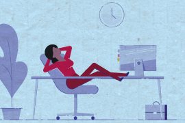 Illustration of woman with feet up on desk
