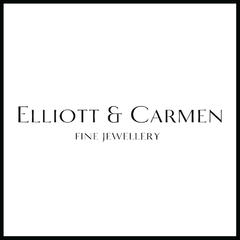 Text that reads: Elliott & Carmen, fine jewellery 