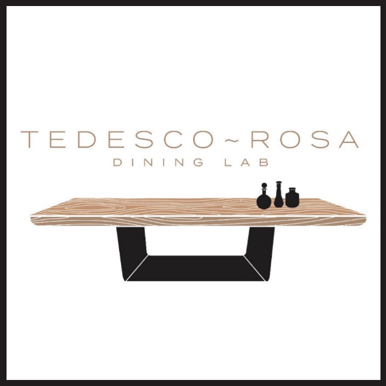 Illustration of a dining table; text that reads: Tedesco-Rosa Dining Lab