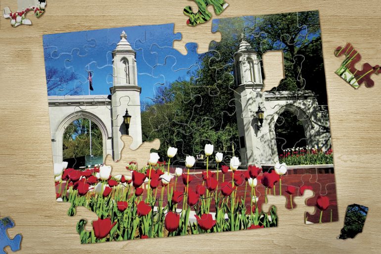 Using soy-based plywood, Marc Tschida makes handcrafted, Indiana-themed wooden jigsaw puzzles (like this one of the Sample Gates) at his workshop in Bloomington, Ind. All photos courtesy of Marc Tschida. 