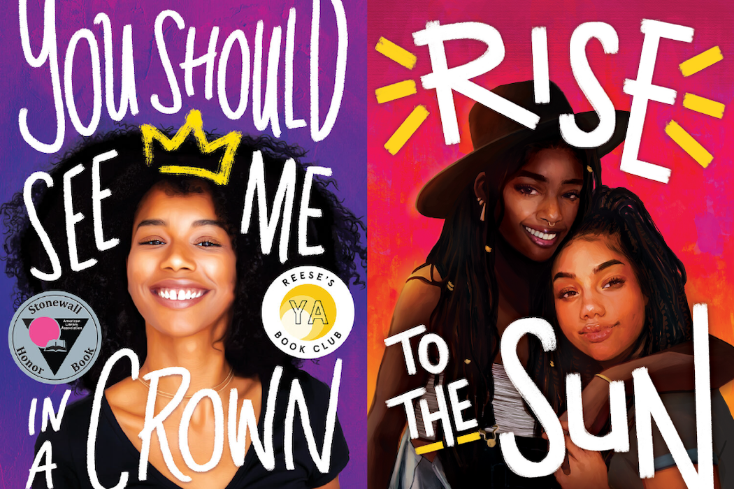 "You Should See Me in a Crown" and "Rise to the Sun" book covers