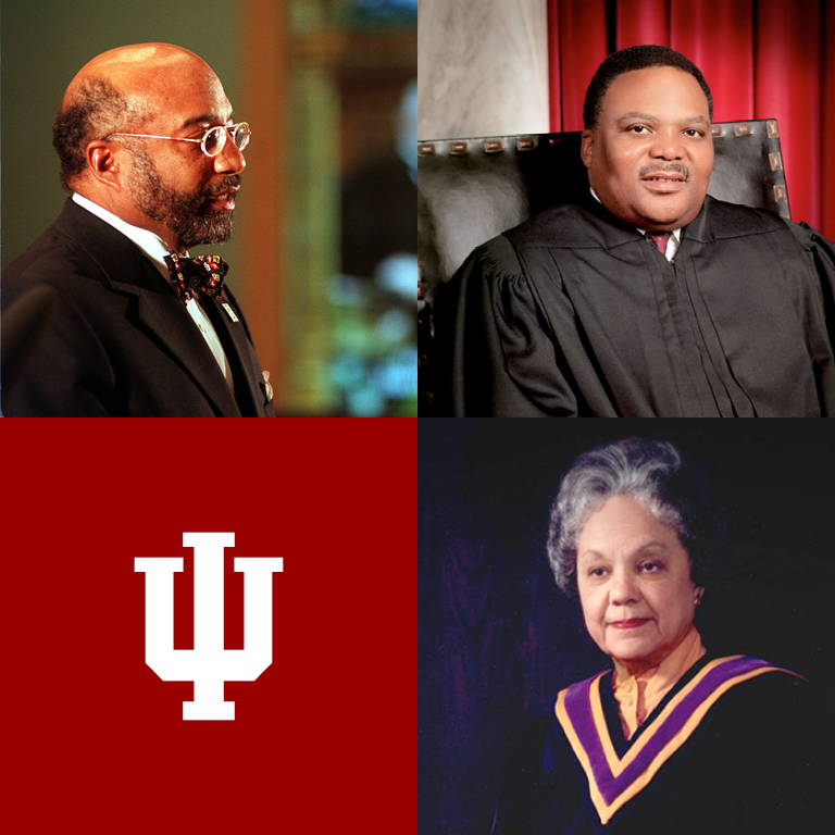 Graphic containing photos of three Black justices and the IU trident.