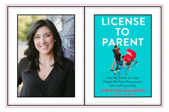 Headshot of Christina Hillsberg next to License to Parent book cover