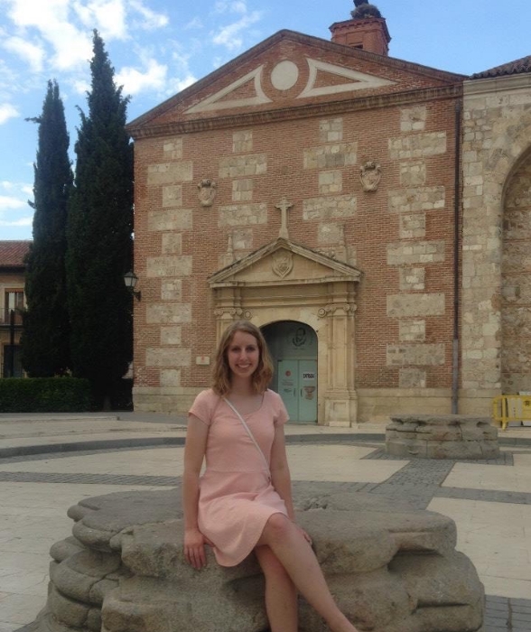 Bethany Gross in front of a building in Spain
