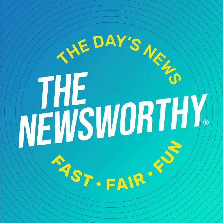 Text that reads: The Newsworthy. The day's news fast, fair, fun